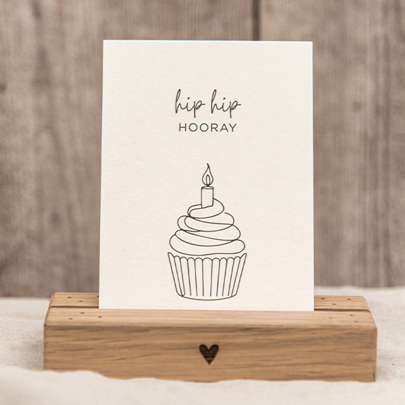 POSTKARTE "HIP HIP HOORAY" - HOLZSCHLIFFPAPPE