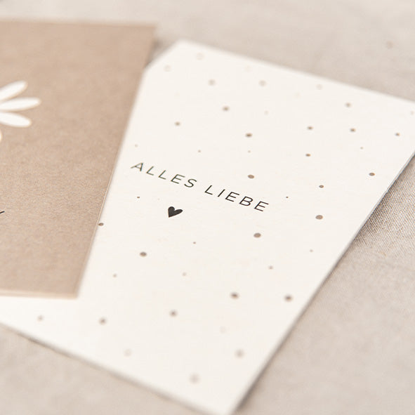 POSTKARTE "ALLES LIEBE" - HOLZSCHLIFFPAPPE