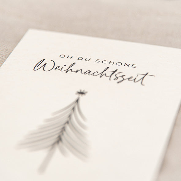 POSTKARTE "OH DU SCHÖNE WEIHNACHTSZEIT" - HOLZSCHLIFFPAPPE