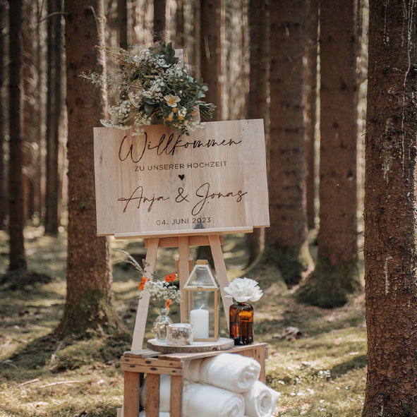 WILLKOMMENS SCHILD MASSIVHOLZ AUS EICHE