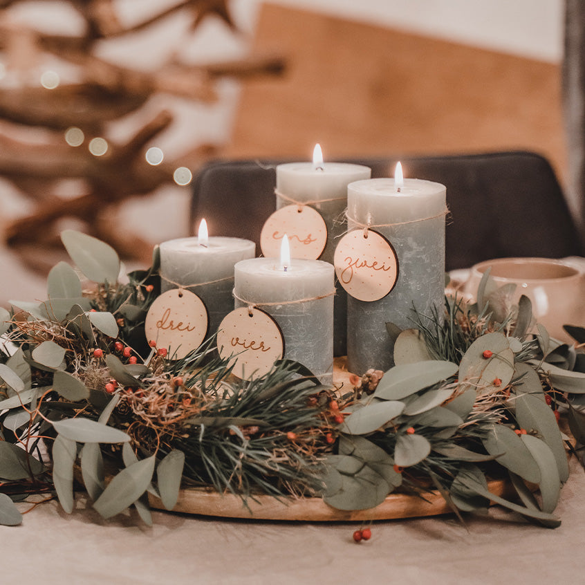 aufbewahrung adventskranz ANHÄNGER "ADVENTSKRANZ" 4ER-SET