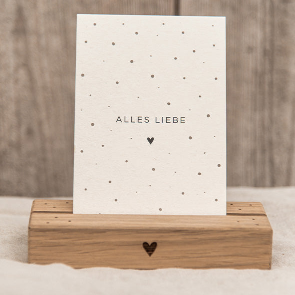 POSTKARTE "ALLES LIEBE" - HOLZSCHLIFFPAPPE