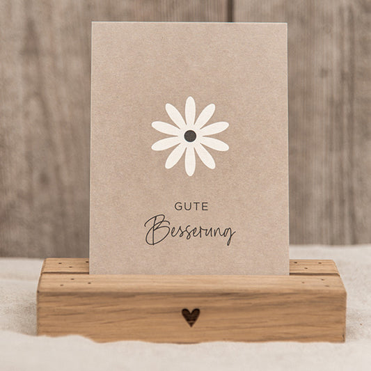POSTKARTE "GUTE BESSERUNG" - HOLZSCHLIFFPAPPE